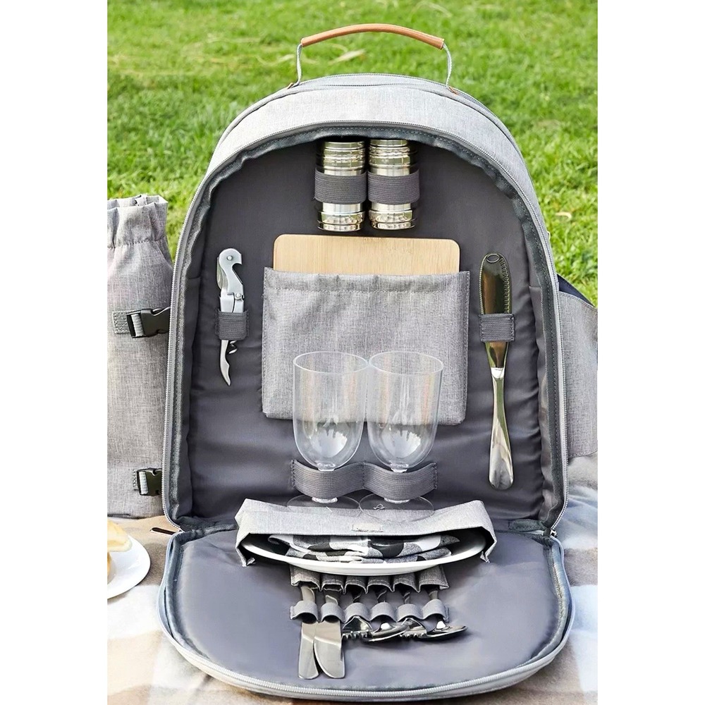 Gray Mr & Mrs Insulated Picnic Backpack